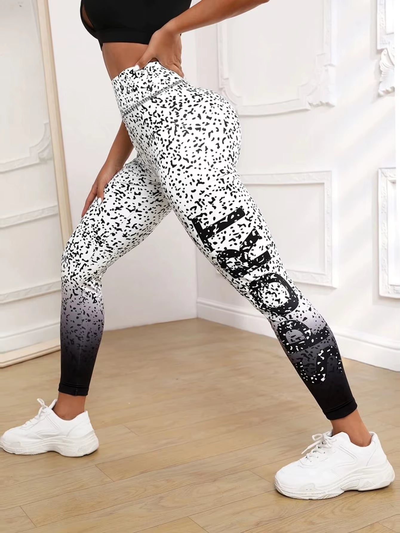 Ombre Print Yoga Pants - High Waist Workout Leggings for Women, Outdoor & Gym