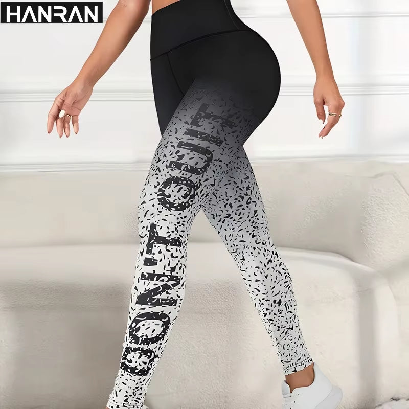 Ombre Print Yoga Pants - High Waist Workout Leggings for Women, Outdoor & Gym