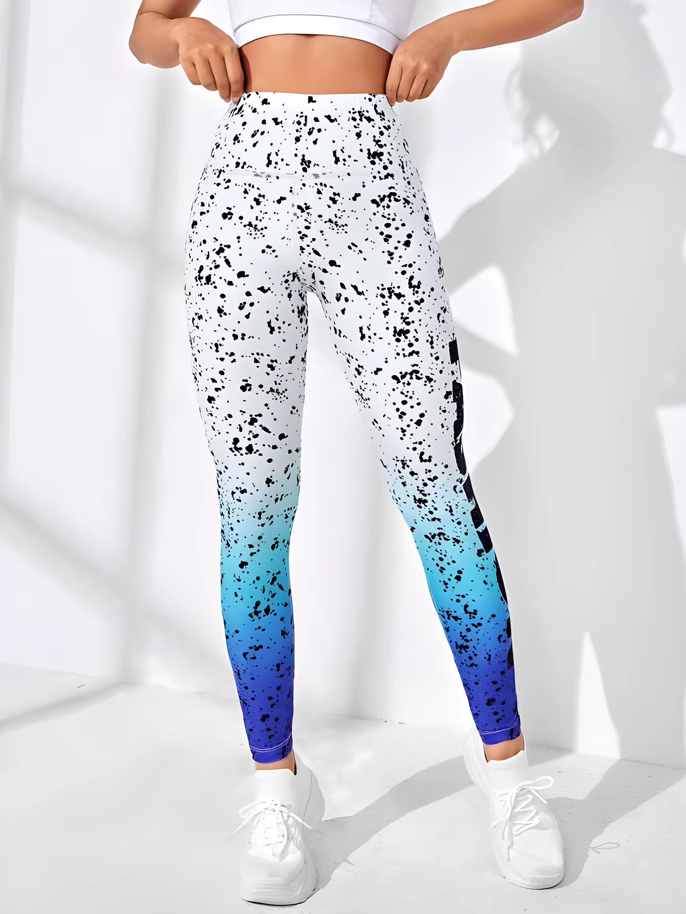 Ombre Print Yoga Pants - High Waist Workout Leggings for Women, Outdoor & Gym