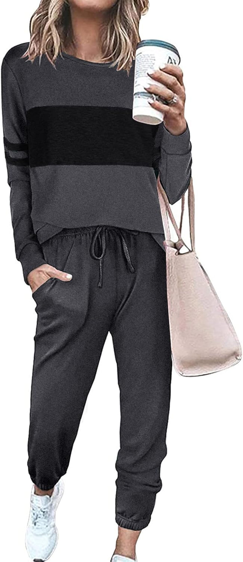 Womens 2 Piece Sets 2025 Long Sleeve Tops High Waisted Sweatpants Lounge Set Fall Fashion Travel Outfits