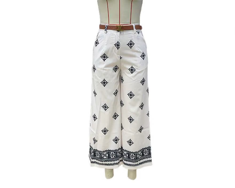 New Fashion Printed Bohemian High Waist Wide Leg Pants for Women
