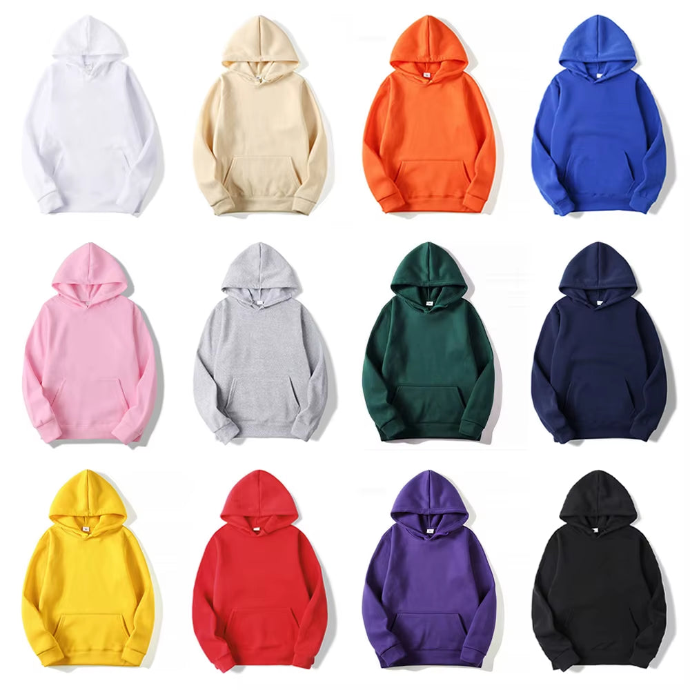 Blank Fleece Pullover Hoodie Men Fashion Hooded Sweatshirt Unisex Black White Hoodies for Men Sudaderas Para Hombres Polerones