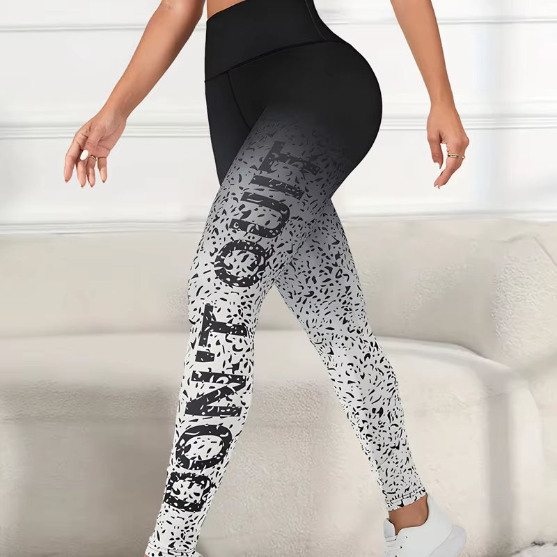 Ombre Print Yoga Pants - High Waist Workout Leggings for Women, Outdoor & Gym