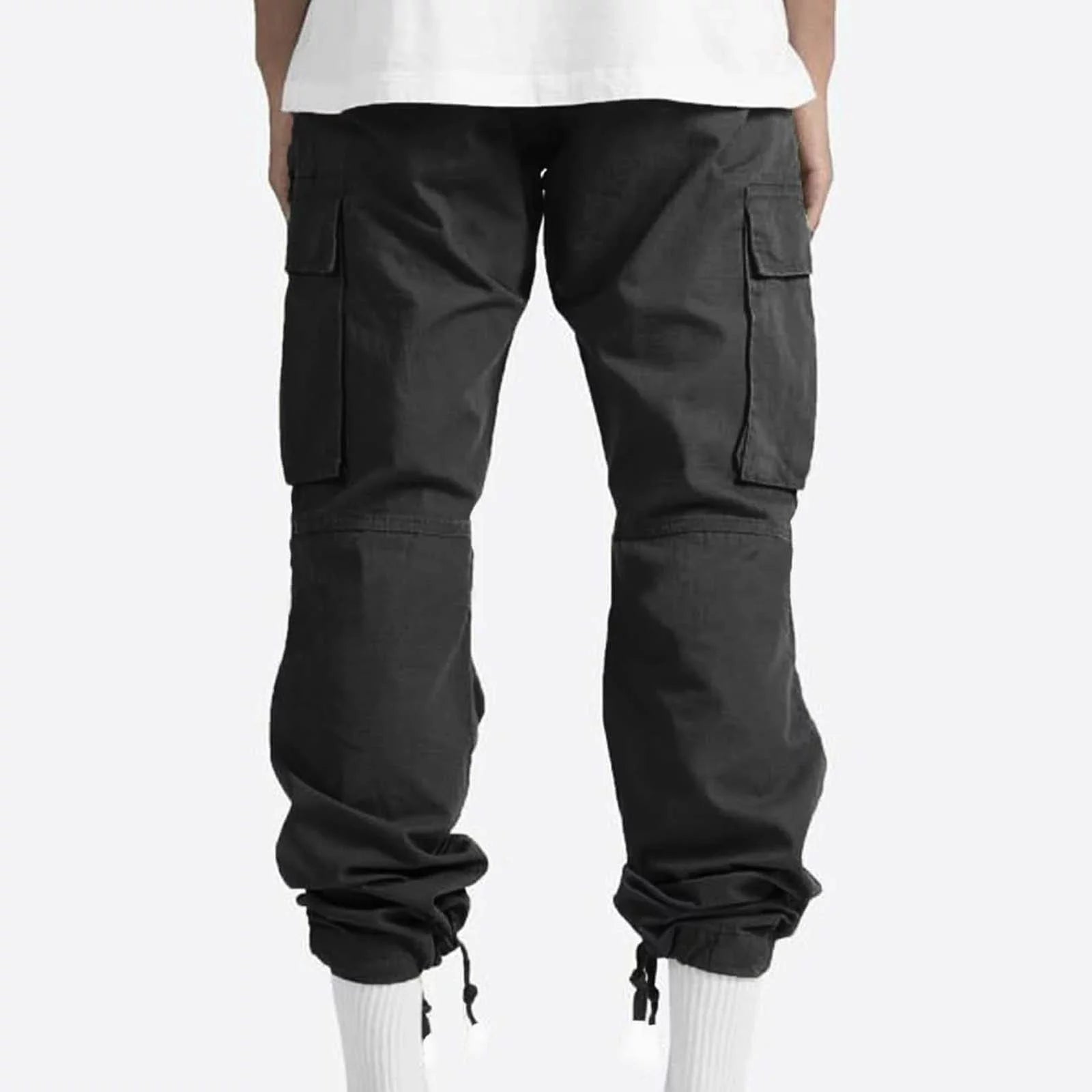 Trousers Full Length Pants for Men Solid 2025 Casual Multiple Pockets Outdoor Straight Type Fitness Pants Cargo Pants Trousers Gray